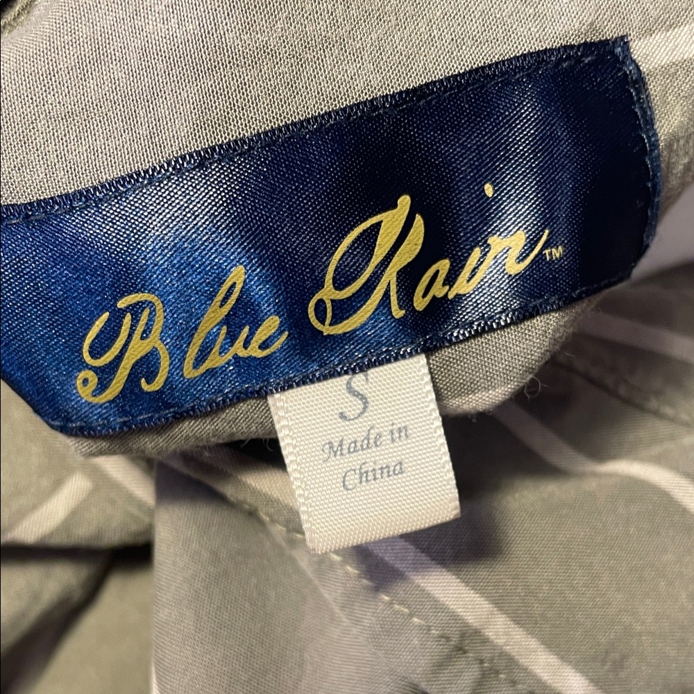 100% Tencel Blue Rain Gray Striped Mini Dress - Picture 2 of 11